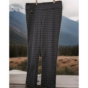 Lisette L‎ Montreal Pants Women 12 Black Geometric Tummy Control Pull-On Stretch